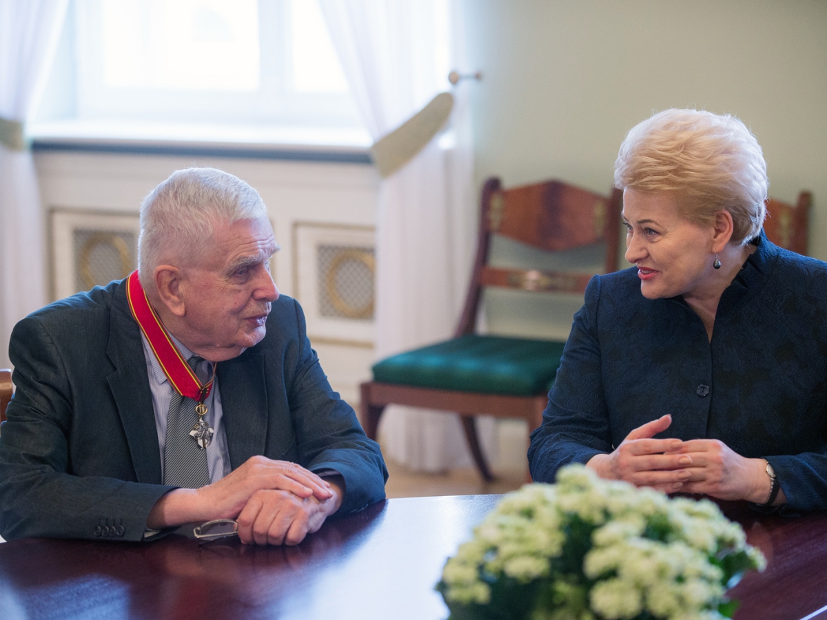 Tomas Venclova i prezydent Litwy Dalia Grybauskaitė