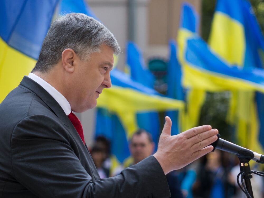 Prezydent Ukrainy Petro Poroszenko podczas Dania Konstytucji Ukrainy