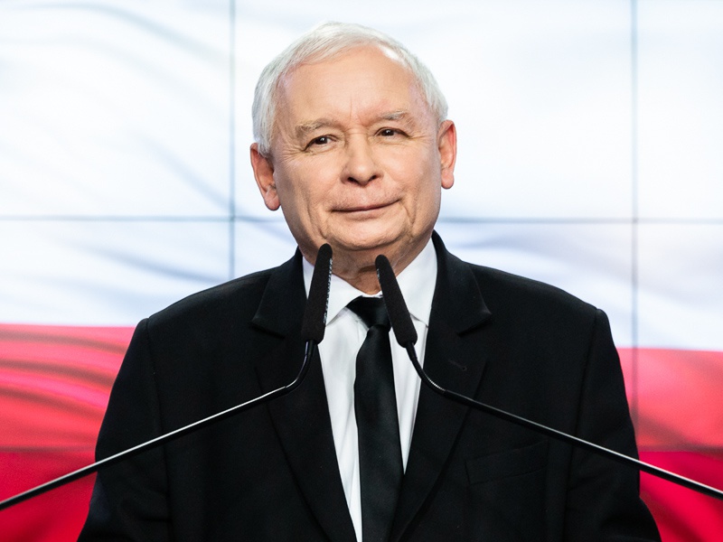 Jarosław Kaczyński podczas wieczoru wyborczego Prawa i Sprawiedliwości. Warszawa, 21 października 2018 r.